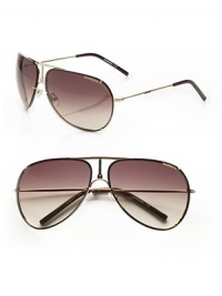 Classic, sleek frames in durable stainless steel. Available in gold with brown/grey gradient lens. Logo temples100% UV protectionImported Classic, sleek frames in durable stainless steel. Available in gold with brown/grey gradient lens. Logo temples100% UV protectionImported