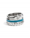 GUESS Three-Piece Silver-Tone Enamel Ring Set, SILVER (7)