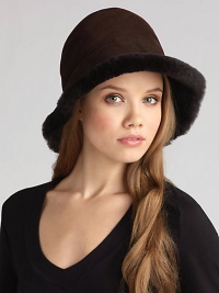 Soft and warm shearling fleece inside, naturally weather-resistant sheepskin outside makes this a stylish choice whatever the weather! Crown, about 22½ diameter Dyed Spanish shearling; dry clean Made in USA Fur origin: Spain Soft and warm shearling fleece inside, naturally weather-resistant sheepskin outside makes this a stylish choice whatever the weather! Crown, about 22½ diameter Dyed Spanish shearling; dry clean Made in USA Fur origin: Spain