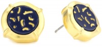 T Tahari Soho Chic Gold Tone and Blue and Gold Button Stud Earrings T Tahari Soho Chic Gold Tone and Blue and Gold Button Stud Earrings
