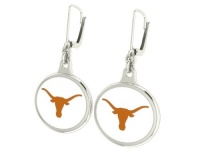 Texas Longhorns UT Collegiate Charm Earring Jewelry. Solid Sterling Silver with Enamel