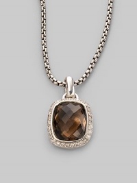 From the Noblesse Collection. An elegant faceted smokey quartz is edged in pavé diamonds and hangs on a sterling silver cable chain. Smokey quartz Diamonds, 0.3 tcw Sterling silver Chain length adjusts from about 16 to 17 Pendant width, about ½ Lobster clasp Made in USA From the Noblesse Collection. An elegant faceted smokey quartz is edged in pavé diamonds and hangs on a sterling silver cable chain. Smokey quartz Diamonds, 0.3 tcw Sterling silver Chain length adjusts from about 16 to 17 Pendant width, about ½ Lobster clasp Made in USA