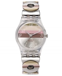 Pastels and angular accents create a stunning timepiece from Swatch's Metallic Dune collection. Pastels and angular accents create a stunning timepiece from Swatch's Metallic Dune collection.