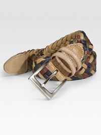 EXCLUSIVELY OURS. A quartet of tonal colors lend broad appeal to our casual belt, handsomely braided in waxed canvas. Genuine croco tabs Nickle-plated buckle About 1¼ wide Made in USA EXCLUSIVELY OURS. A quartet of tonal colors lend broad appeal to our casual belt, handsomely braided in waxed canvas. Genuine croco tabs Nickle-plated buckle About 1¼ wide Made in USA