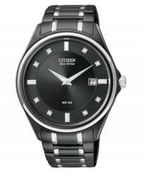 Make your mark with this unique black-on-black watch design by Citizen. Make your mark with this unique black-on-black watch design by Citizen.