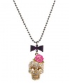 BETSEY JOHNSON Crystal Skull & Rose Necklace