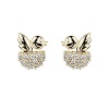 14K Yellow Gold Plated Baby Bird CZ Stud Earrings with Screw-back for Children & Women