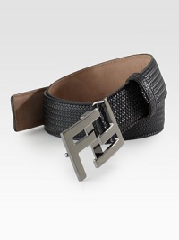 Superior sophisticated style delicately woven in fine Italian leather with logo buckle.LeatherAbout 1¼ wideMade in Italy Superior sophisticated style delicately woven in fine Italian leather with logo buckle.LeatherAbout 1¼ wideMade in Italy