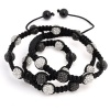 Bling Jewelry Shamballa Inspired Necklace Triple Wrap Bracelet Clear Black Crystal