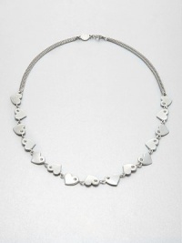 Wear your hearts on your neck with this sweet and sparkling style. Glass stoneSilver-plated brassLength, about 18.8Spring ring closureImported Wear your hearts on your neck with this sweet and sparkling style. Glass stoneSilver-plated brassLength, about 18.8Spring ring closureImported