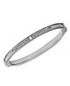 Show your glamorous side with this bracelet from Fossil. Crafted from silver-tone stainless steel, the bangle dazzles with sparkling accents. Approximate diameter: 2-5/8 inches.