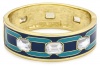 Anne Klein Deco'ed Out Gold-Tone Wide Ivory and Turquoise Enamel Bangle Bracelet