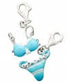 You won't have to hit the gym to wear this bikini. Charm set features a blue and white bikini top and bottom. Charms crafted in sterling silver with lobster claw clasp. Approximate drop: 1/2 inch.