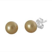 Sterling Silver 6.5-7mm Freshwater Cultured Colored Button Pearl Studs Sterling Silver 6.5-7mm Freshwater Cultured Colored Button Pearl Studs