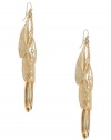 GUESS Gold-Tone Textured Feather Earrings, GOLD