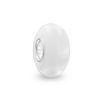 Bling Jewelry 925 Sterling Silver Opaque White Murano Glass Bead Compatible with Pandora Troll Beads