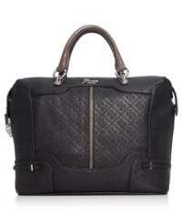 Great style starts with a classic silhouette, and this GUESS satchel is the perfect choice. Signature-embossed pattern and gleaming hardware adorn the design, while the generous interior stows essentials with ease. Great style starts with a classic silhouette, and this GUESS satchel is the perfect choice. Signature-embossed pattern and gleaming hardware adorn the design, while the generous interior stows essentials with ease.