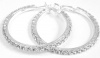 Silver Plated Hoop Earrings with High Quality Rhinestones Diameter 40mm (Comes with Gift Box)