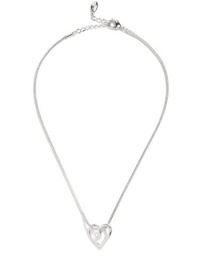 GUESS Silver-Tone Floating Heart Pendant Neckl, SILVER