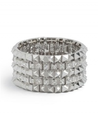 GUESS Silver-Tone Pyramid-Stud Rhinestone Brac, SILVER GUESS Silver-Tone Pyramid-Stud Rhinestone Brac, SILVER