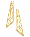 An eye for detail. The intricacies of these openwork hoop earrings make them an instant fave. Designed by RACHEL Rachel Roy; crafted in gold-plated mixed metal. Approximate drop: 4-1/4 inches.