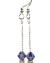 Damali SPARKLE STICKS! .925 Sterling Silver Beaded Earrings December Tanzanite Swarovski Crystal Elements are 1 1/2 Inches