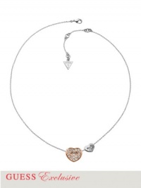 GUESS Rose Gold-Tone Pavé Rhinestone Hear, SILVER GUESS Rose Gold-Tone Pavé Rhinestone Hear, SILVER