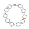 Sterling Silver and Pastel Swarovski Crystallized Elements 11 Open Circle Link Bracelet, 7.5