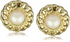Carolee 40th Anniversary Gold-Tone with White Pearl Center Cab Earrings