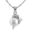Playful Dolphin Freshwater Pearl Necklace 18-Inch Chain