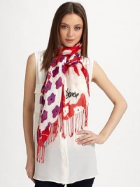 This gauzy, colorful style is patterned with a playful floral print and trimmed in fringe.51% viscose/49% linen25 X 70Dry cleanImported This gauzy, colorful style is patterned with a playful floral print and trimmed in fringe.51% viscose/49% linen25 X 70Dry cleanImported