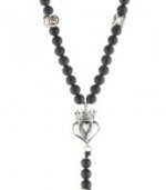 King Baby Crowned Heart and Small Traditional Cross and Onyx Bead Rosary