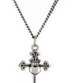 King Baby 18 Curb Link Chain with Small Traditional Cross with Heart Pendant Necklace