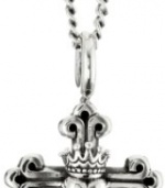 King Baby Men's 22 Curb Link Chain with Traditional Cross with Heart Pendant Necklace
