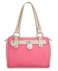 Make a fab first impression with this just-can't-do-without Jelly from XOXO. Petite logo lock, sweet charm accent and silver-tone stud detailing adorn the soft signature pattern, while roomy interior lets you take along all the essentials Make a fab first impression with this just-can't-do-without Jelly from XOXO. Petite logo lock, sweet charm accent and silver-tone stud detailing adorn the soft signature pattern, while roomy interior lets you take along all the essentials