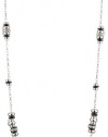 Nine West Silver-Tone Plated 48 Jet and Crystal Necklace