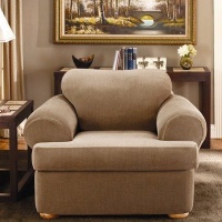 Sure Fit Stretch Stripe 2-Piece T Chair Slipcover, Brown Sure Fit Stretch Stripe 2-Piece T Chair Slipcover, Brown