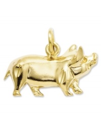 The proudest pig in the pen! This shiny charm features an intricately-carved design in 14k gold. Chain not included. Approximate length: 3/5 inch. Approximate width: 3/4 inch. The proudest pig in the pen! This shiny charm features an intricately-carved design in 14k gold. Chain not included. Approximate length: 3/5 inch. Approximate width: 3/4 inch.