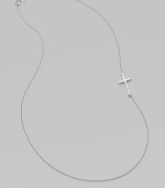 A wispy chain of 14k white gold features a cross pendant set askew for a modern edge.14k white gold Length, about 16 Pendant length, about ¾ Spring ring clasp Made in USA