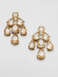 A polished style in 12k goldplating that will dress up any look. Plastic stones12k goldplated brassLength, about 2Post backImported A polished style in 12k goldplating that will dress up any look. Plastic stones12k goldplated brassLength, about 2Post backImported