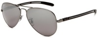 Ray-Ban ORB8307 004/N8 Aviator Sunglasses,Gunmetal Frame/Crystal Polar Grey/Mirror Silver Green Lens,58 mm