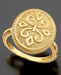 Make your mark with this unique 14k gold ring. Approximate diameter: 3/4 inches. Make your mark with this unique 14k gold ring. Approximate diameter: 3/4 inches.