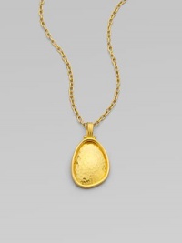From the Elements Collection. A free-form disc of hammered 24k gold glows warmly as it hangs from a bold gold chain.24k yellow goldChain length, about 18Pendant length, about ¾ Hook claspImported From the Elements Collection. A free-form disc of hammered 24k gold glows warmly as it hangs from a bold gold chain.24k yellow goldChain length, about 18Pendant length, about ¾ Hook claspImported