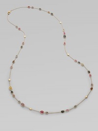 Beautiful sapphires in a multitude of colors set in radiant, hand engraved, 18k gold on a delicate link chain. Multi-color sapphires18k goldLength, about 36Lobster clasp closureMade in Italy Beautiful sapphires in a multitude of colors set in radiant, hand engraved, 18k gold on a delicate link chain. Multi-color sapphires18k goldLength, about 36Lobster clasp closureMade in Italy