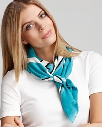 Luxe silk showcases a modern belt print. From Burberry. Luxe silk showcases a modern belt print. From Burberry.