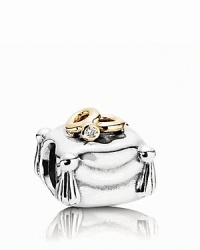 The perfect PANDORA charm for a bracelet-loving bride: 14K gold wedding rings upon a sterling silver pillow. A sparkling diamond accent adds a luxe touch. The perfect PANDORA charm for a bracelet-loving bride: 14K gold wedding rings upon a sterling silver pillow. A sparkling diamond accent adds a luxe touch.
