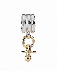 New moms go gaga for PANDORA's pacifier charm in sterling silver and 14K gold. New moms go gaga for PANDORA's pacifier charm in sterling silver and 14K gold.