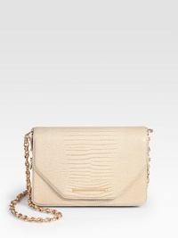 Gorgeous snake-embossed leather in a lady-like flap silhouette with chic chain strap.Shoulder strap, 19 dropMagnetic flap closureThree inner compartmentsOne inside zip pocketTwo inside open pocketsFully lined9½W X 6½H X 3½DImported Gorgeous snake-embossed leather in a lady-like flap silhouette with chic chain strap.Shoulder strap, 19 dropMagnetic flap closureThree inner compartmentsOne inside zip pocketTwo inside open pocketsFully lined9½W X 6½H X 3½DImported