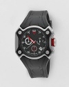 Sporty chronograph look goes anywhere in style thanks to an easy rubber band and lasting, stainless steel construction. Water resistant to 10 ATM Round face Date display 44mm Second hand Made in Switzerland
