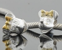 925 Sterling Silver European Style Silver Minnie Mouse with 14k Gold Plated Charms/beads for Pandora, Biagi, Chamilia, Troll and More Bracelets 925 Sterling Silver European Style Silver Minnie Mouse with 14k Gold Plated Charms/beads for Pandora, Biagi, Chamilia, Troll and More Bracelets